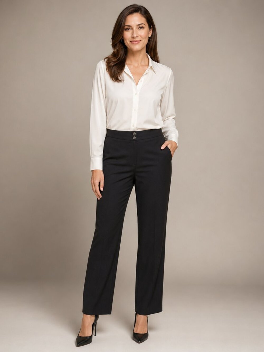 NWT White House Black Market black straight‑leg dress pants